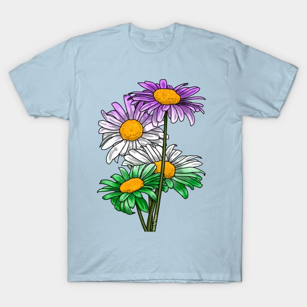 Daisies Genderqueer T-Shirt by Art by Veya